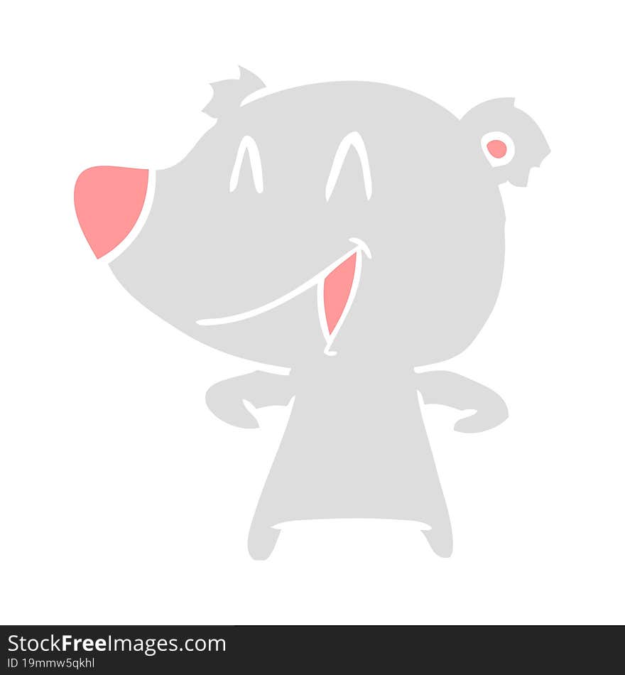 laughing bear flat color style cartoon