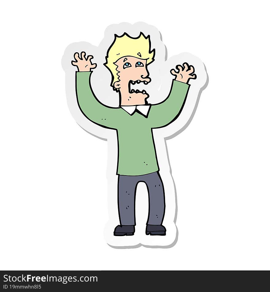 sticker of a cartoon terrified man