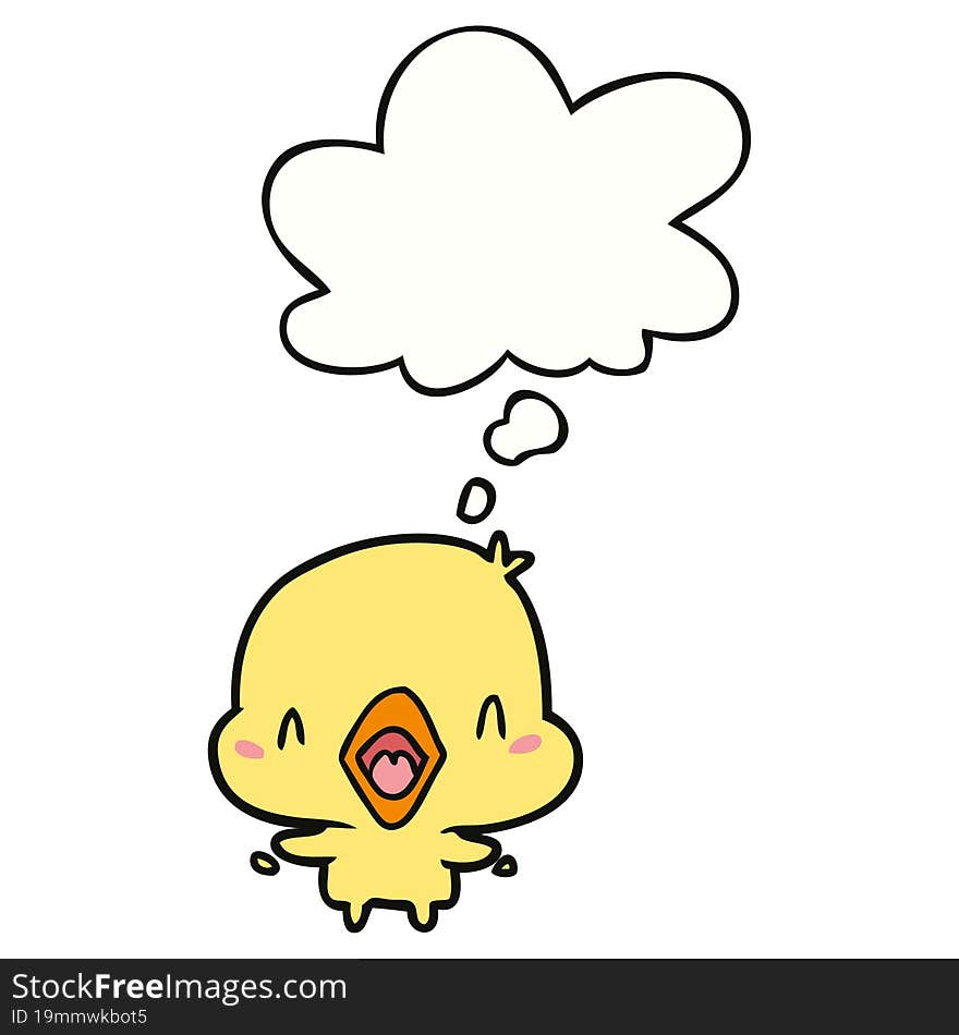 cartoon happy bird with thought bubble. cartoon happy bird with thought bubble