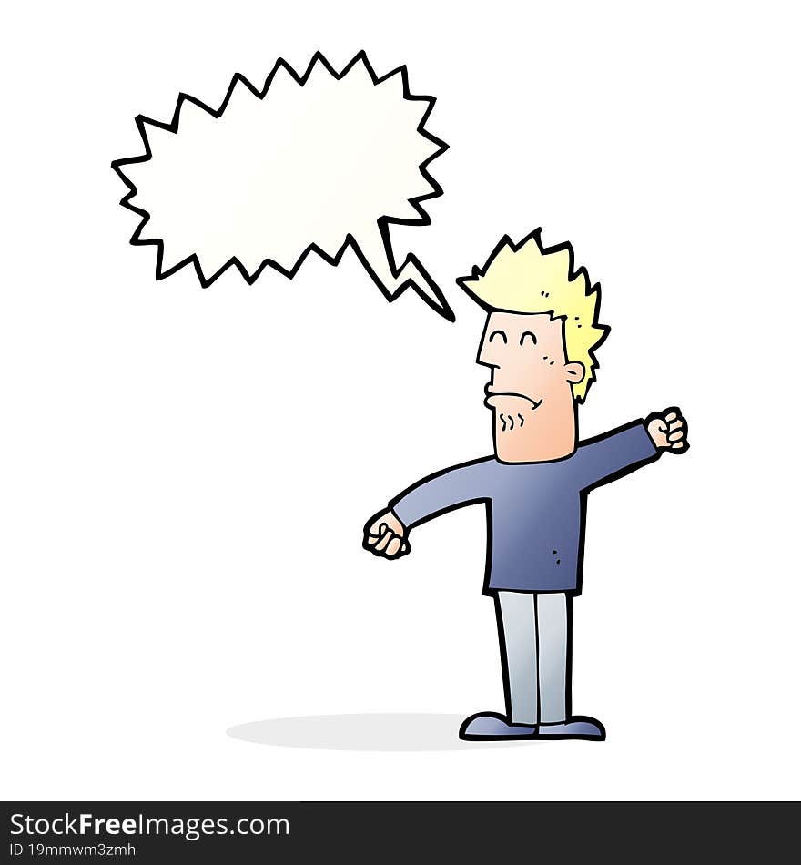 cartoon stressed man with speech bubble