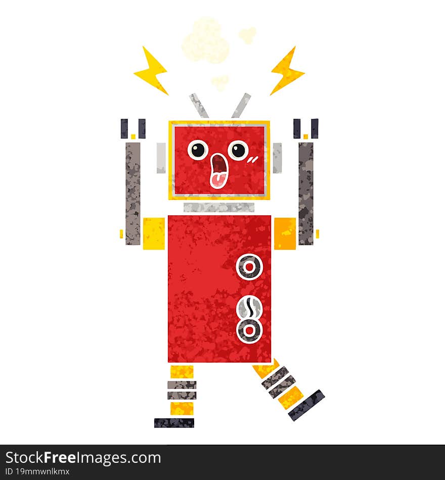 retro illustration style cartoon of a robot