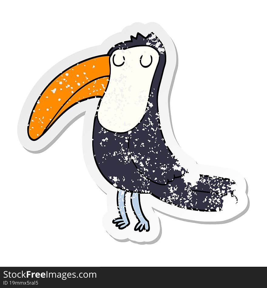 distressed sticker of a cartoon toucan