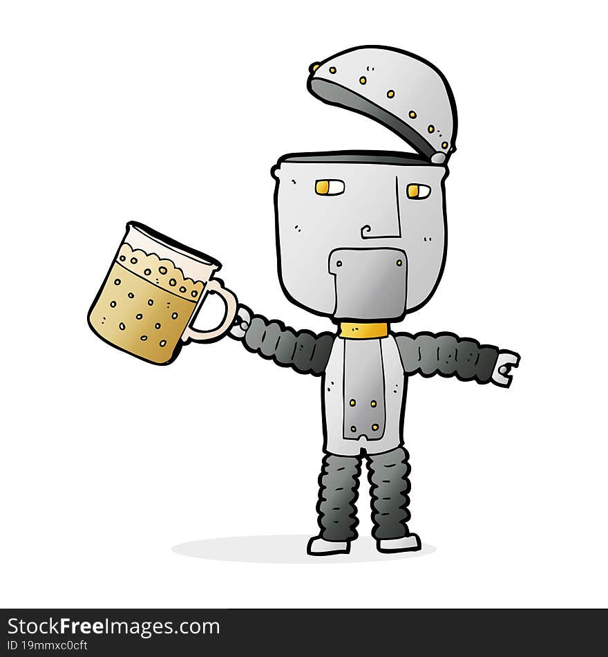 cartoon robot drinking beer