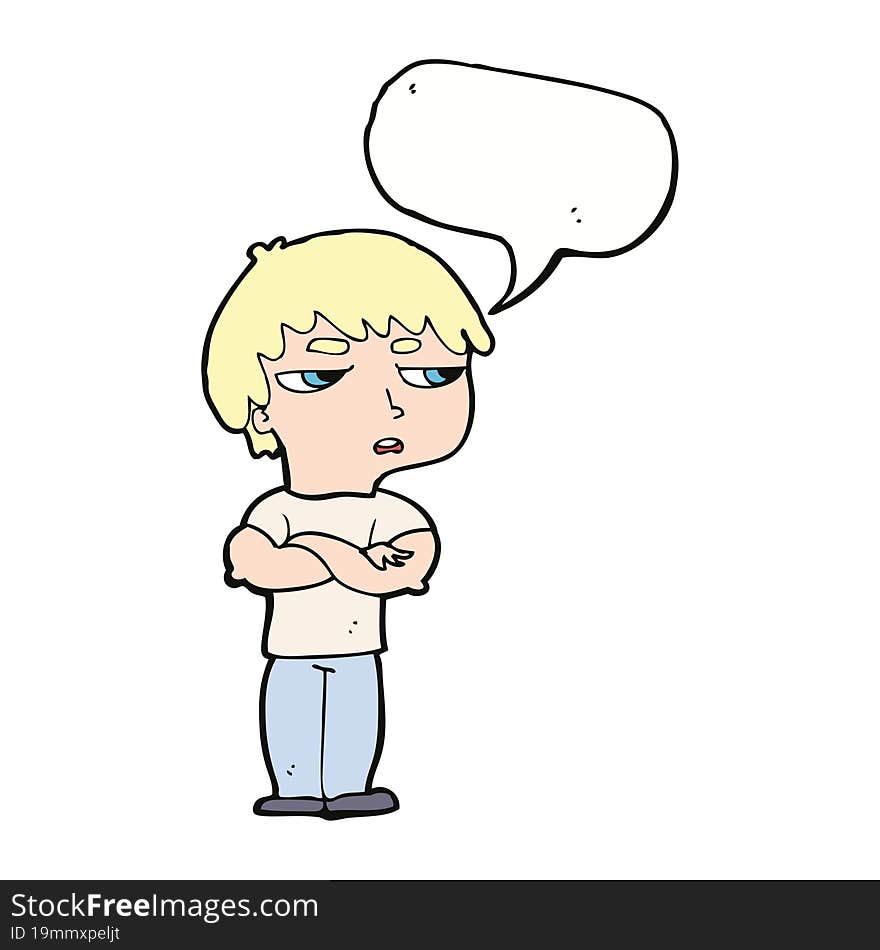 cartoon annoyed boy with speech bubble