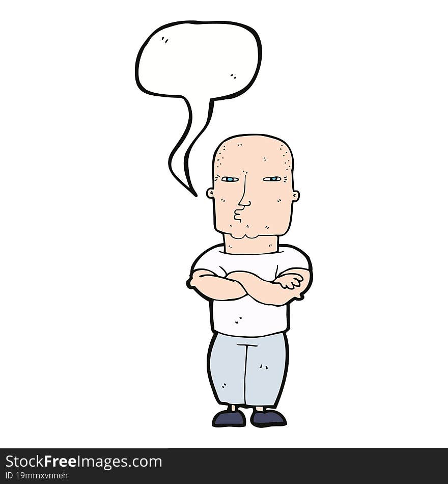 cartoon tough guy with speech bubble