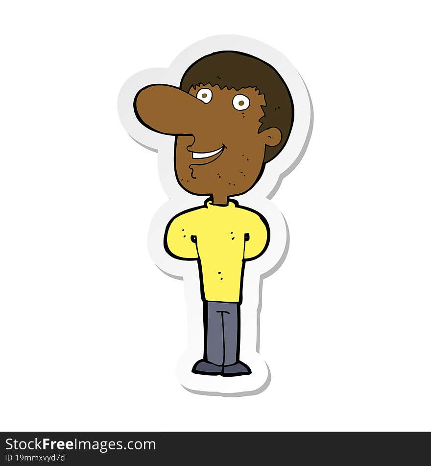 sticker of a cartoon happy man