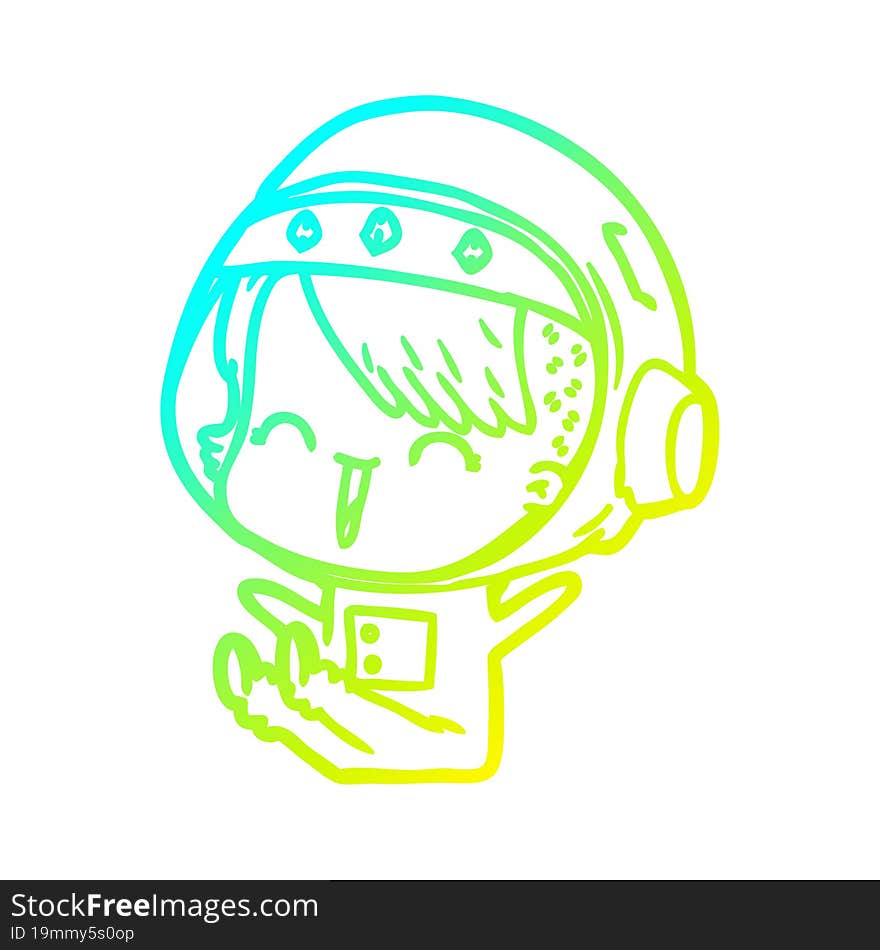 cold gradient line drawing happy cartoon space girl