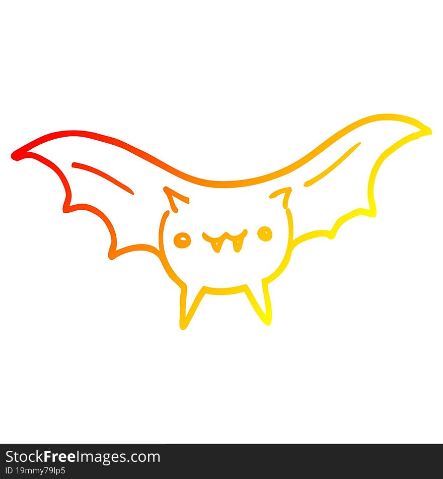 warm gradient line drawing cartoon bat