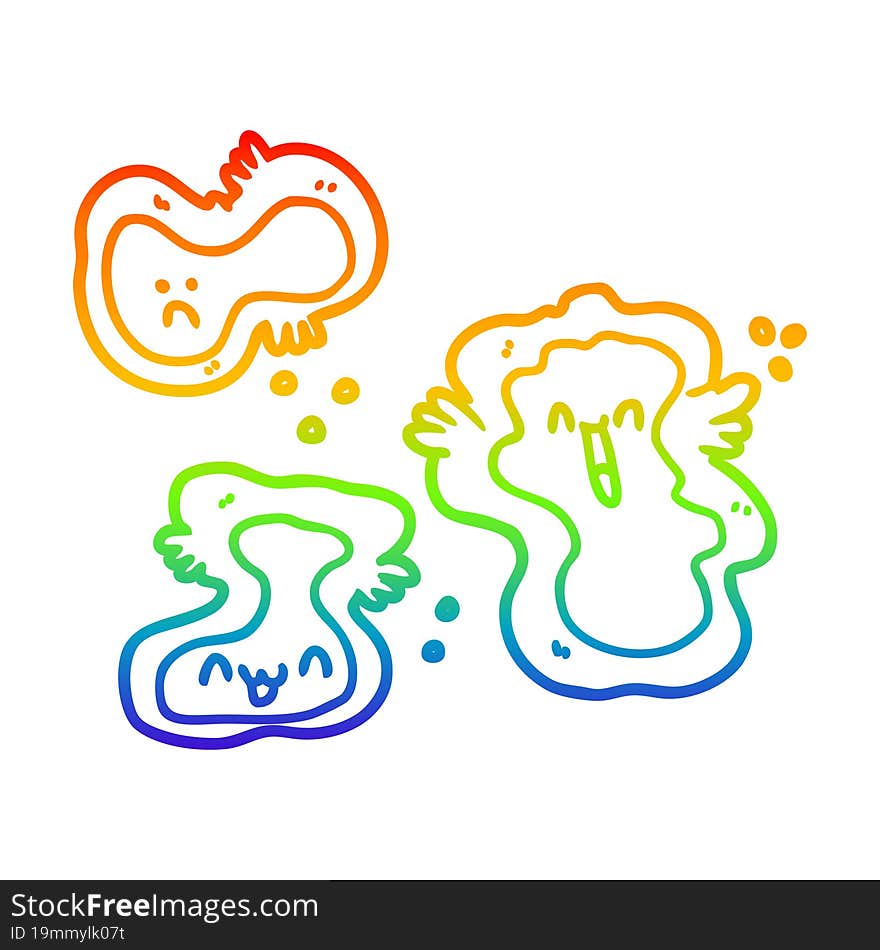 rainbow gradient line drawing cartoon cells