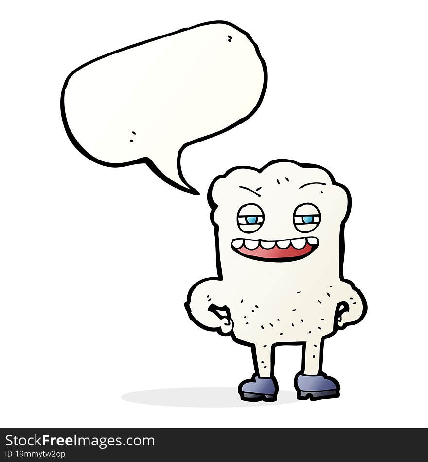 cartoon happy tooth with speech bubble