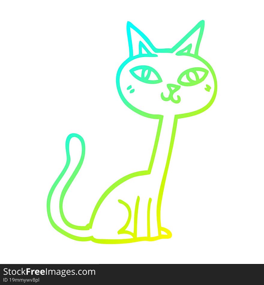 cold gradient line drawing cartoon cat