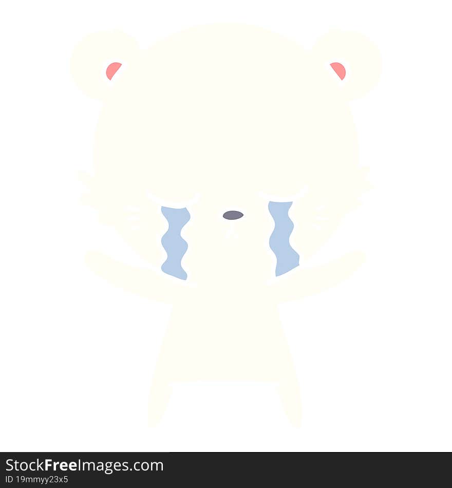 crying flat color style cartoon polarbear