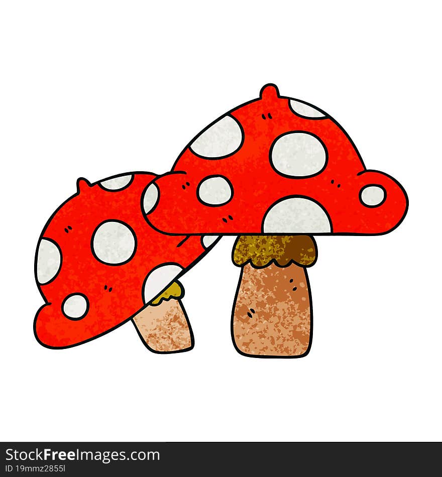 quirky hand drawn cartoon toadstools