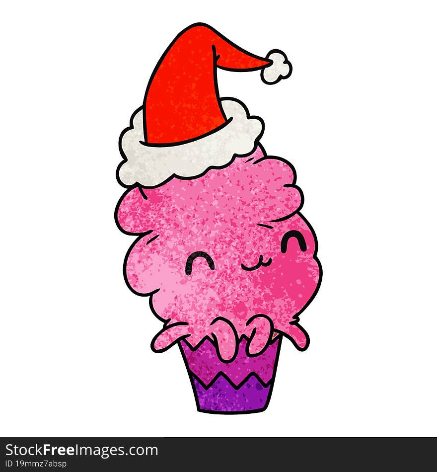 christmas textured cartoon of kawaii muffin