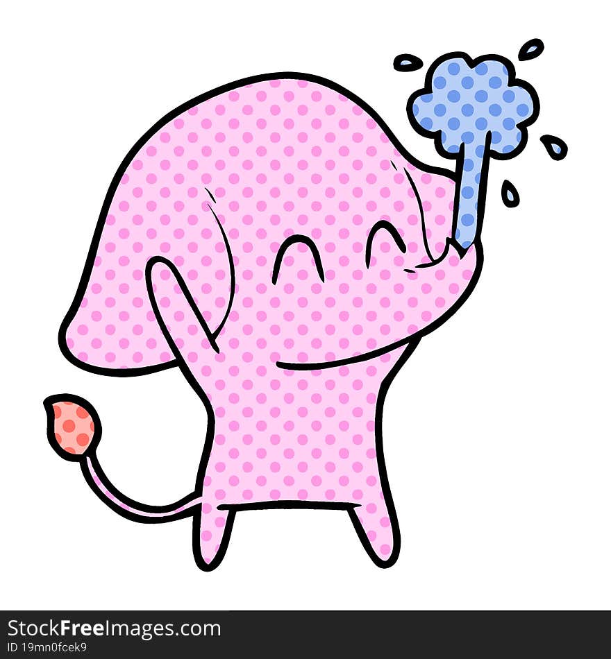 cute cartoon elephant spouting water. cute cartoon elephant spouting water