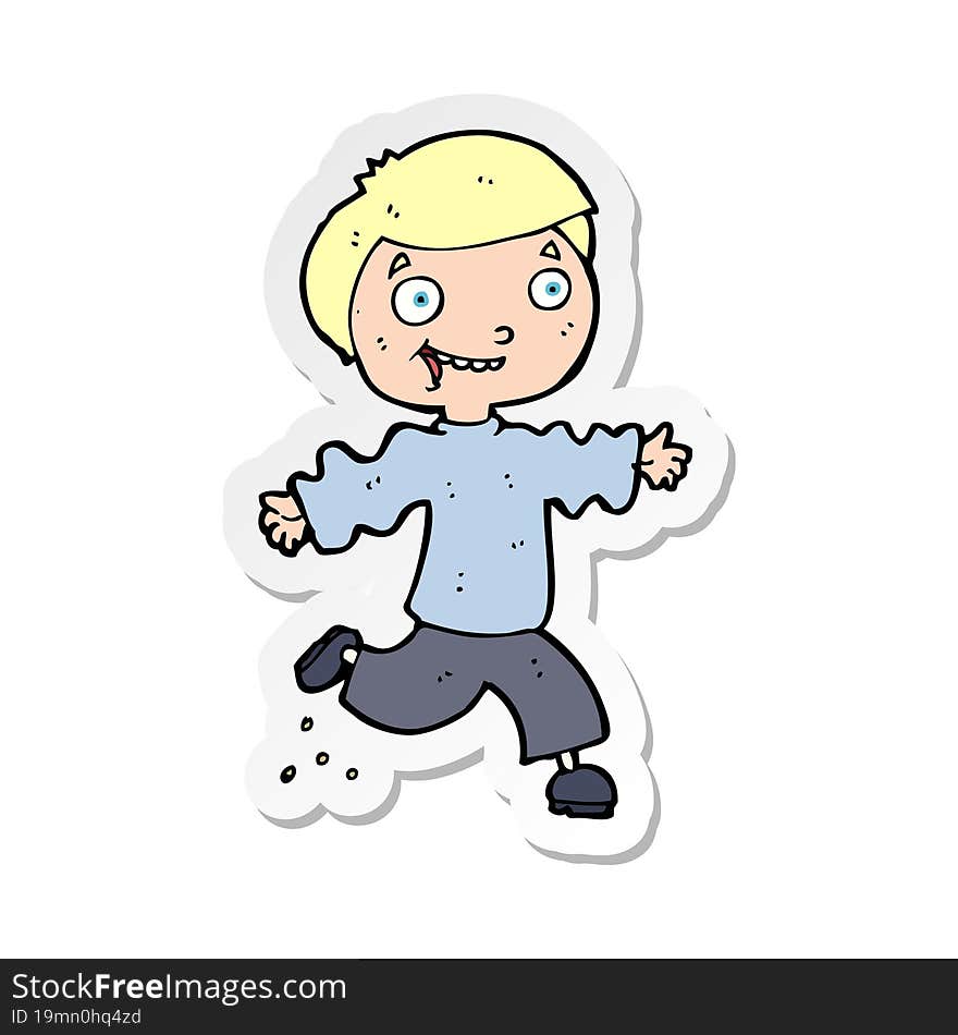 Sticker Of A Cartoon Excited Boy