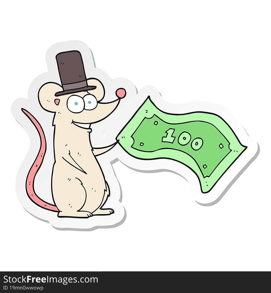 sticker of a cartoon rich mouse