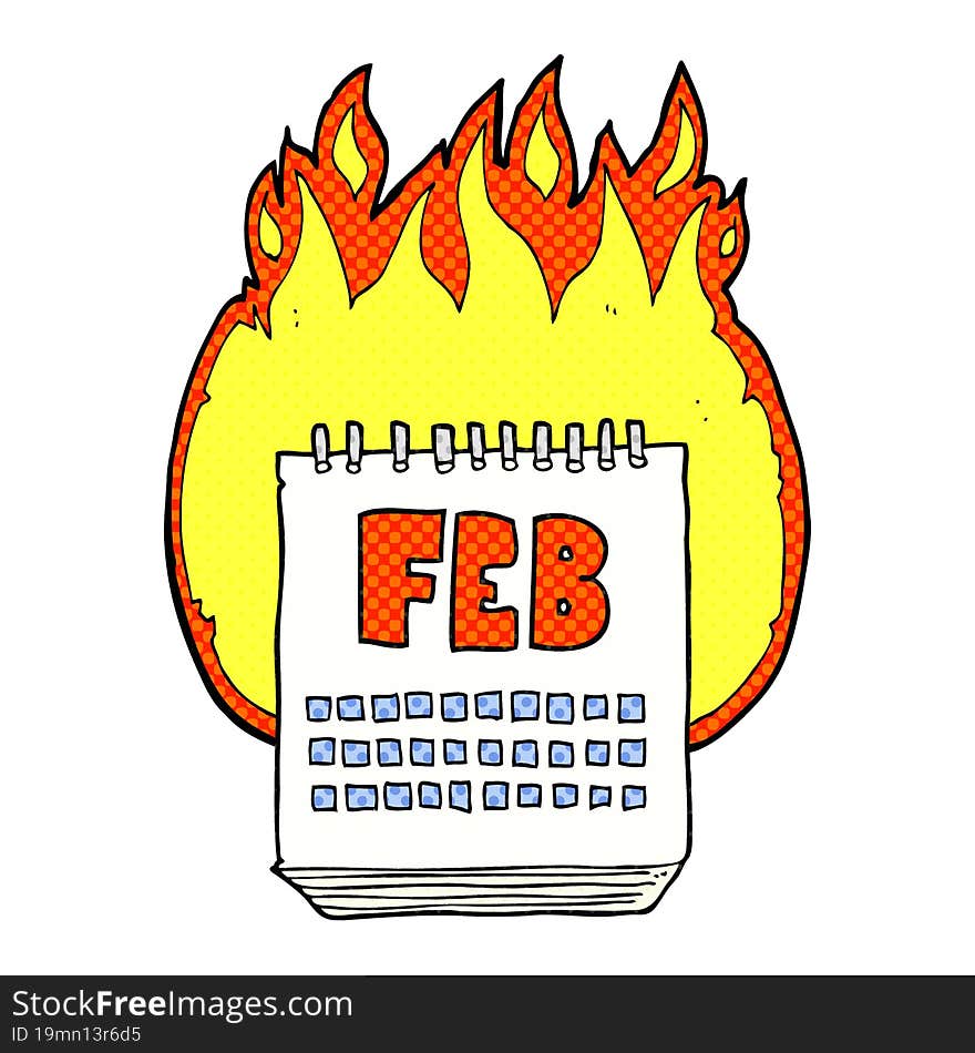 cartoon calendar showing month of february