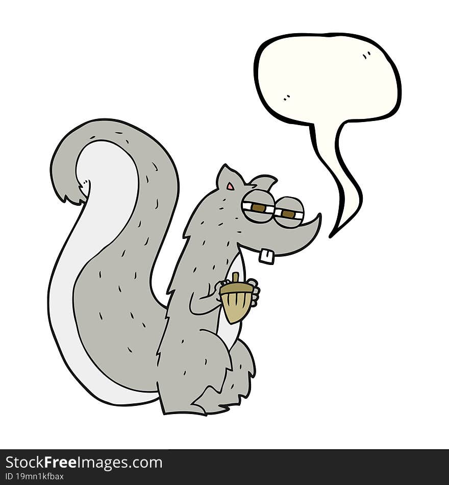 Speech Bubble Cartoon Squirrel With Nut