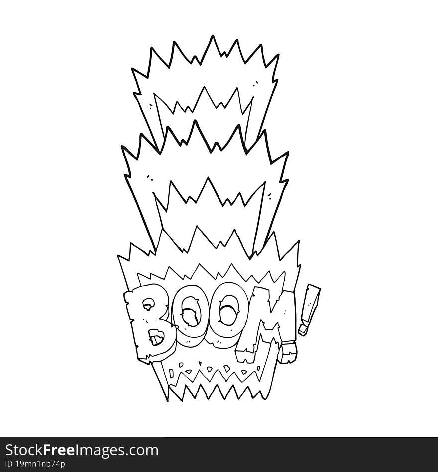 Black And White Cartoon Boom Symbol