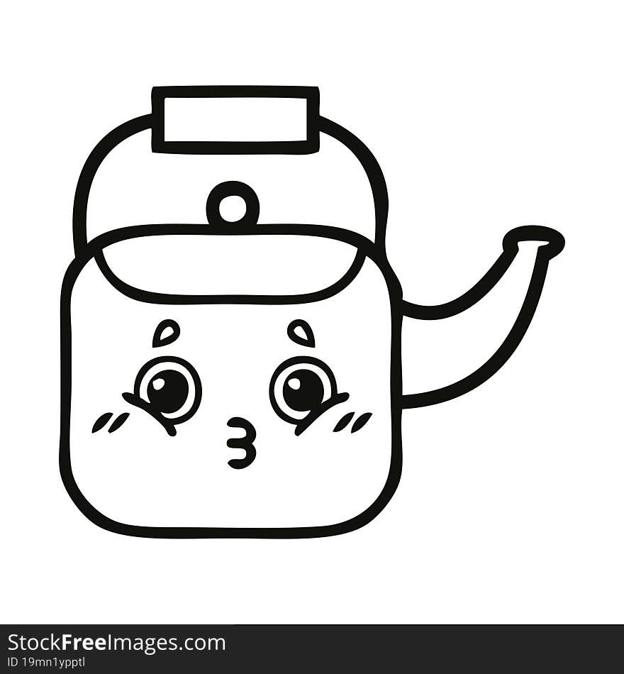 line drawing cartoon kettle