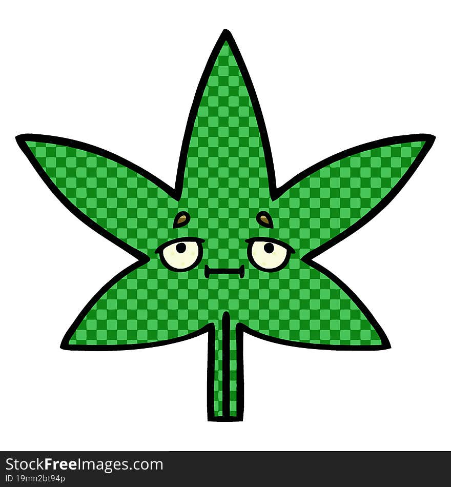 comic book style cartoon marijuana leaf