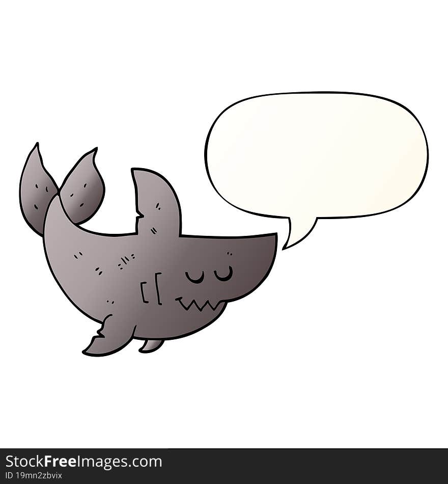 cartoon shark and speech bubble in smooth gradient style