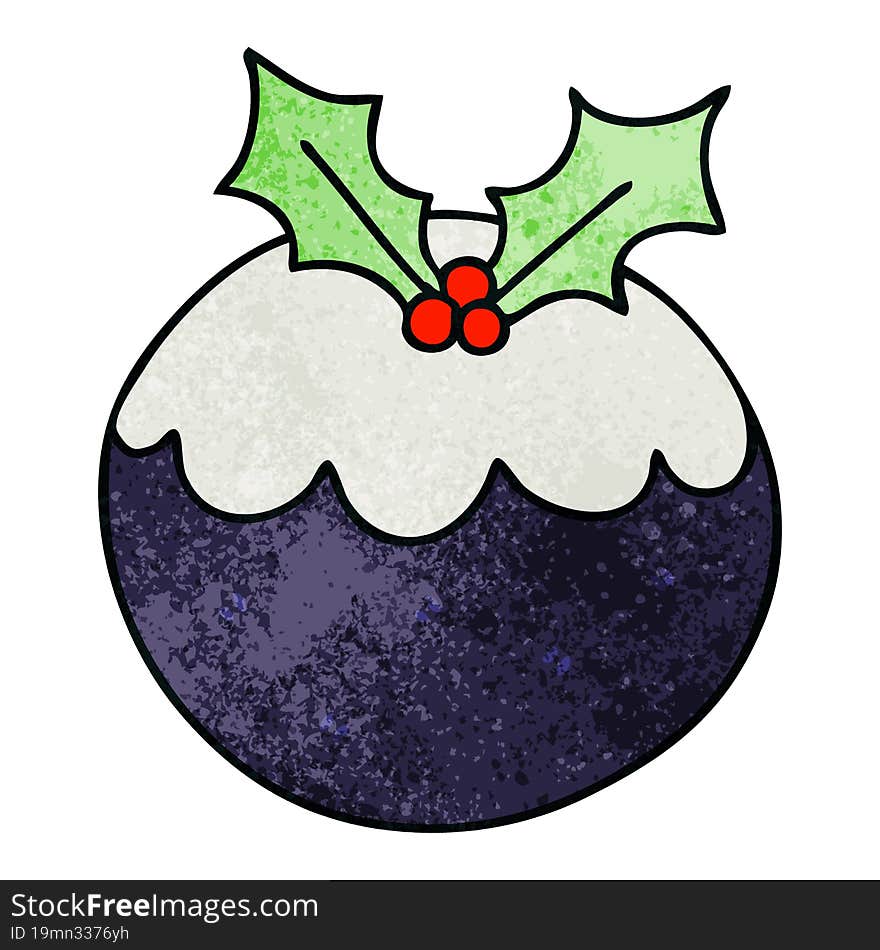 quirky hand drawn cartoon christmas pudding