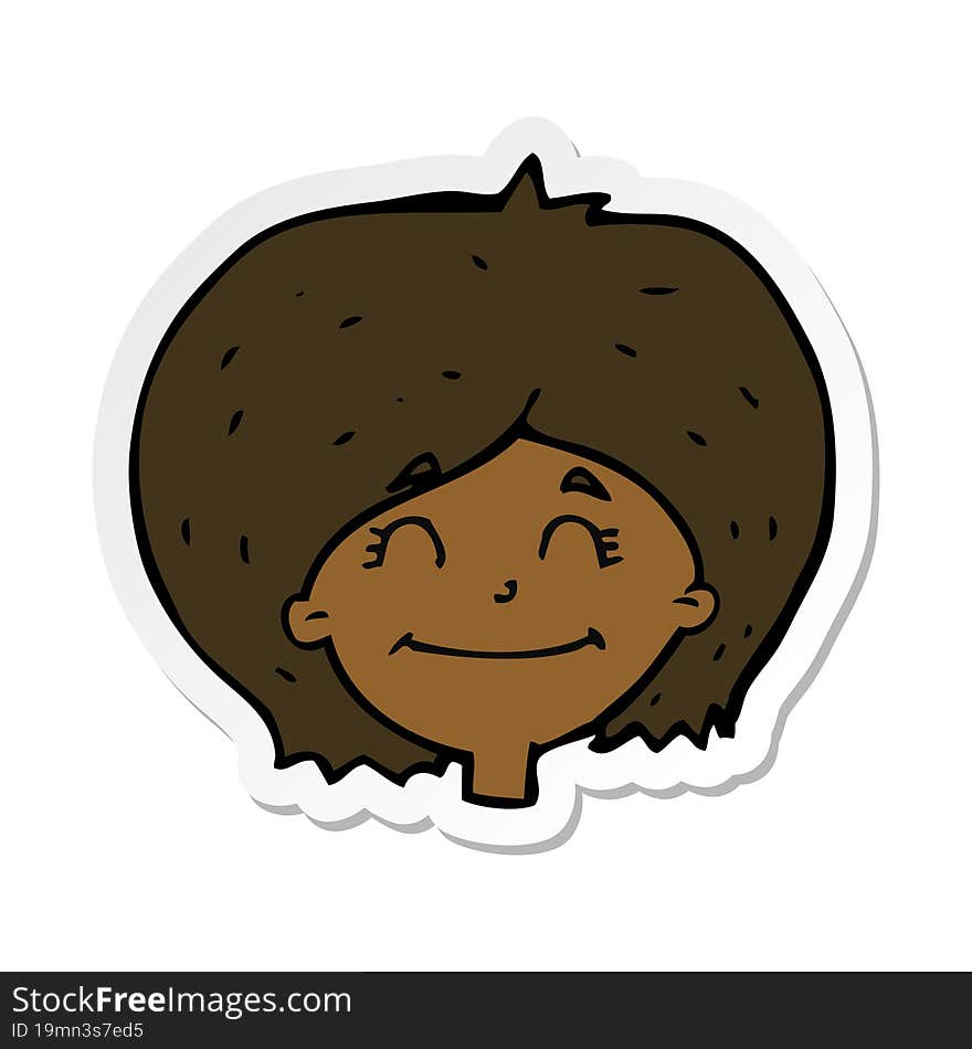 Sticker Of A Cartoon Happy Female Face