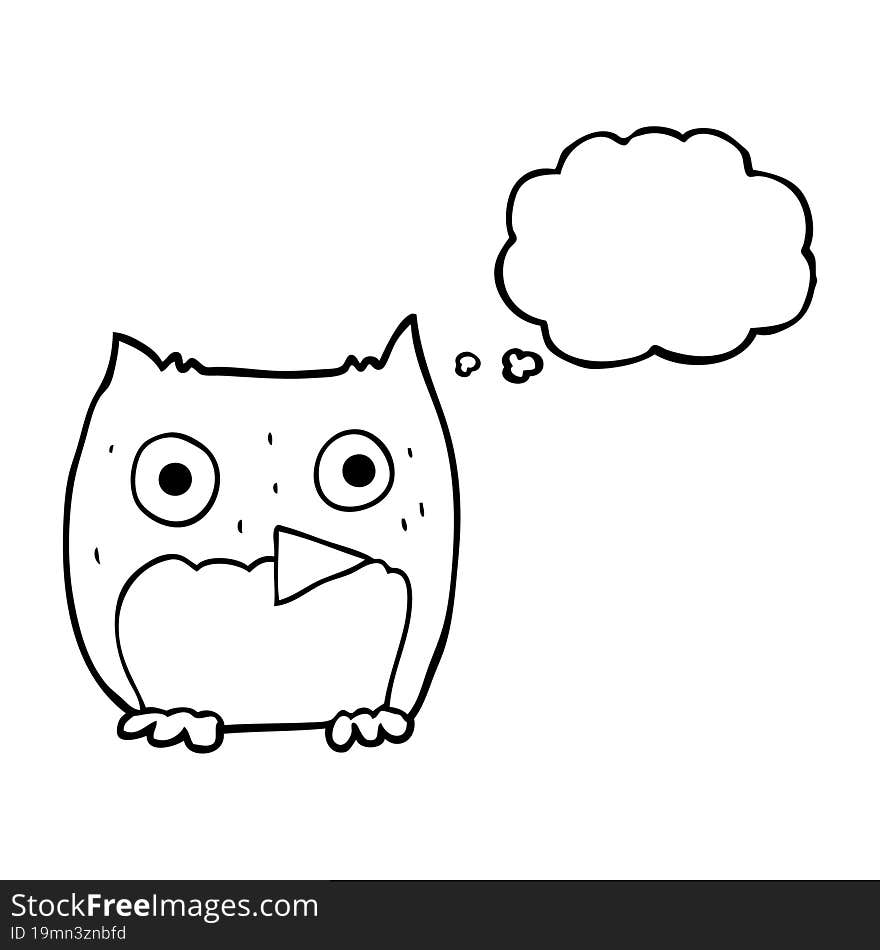 freehand drawn thought bubble cartoon owl