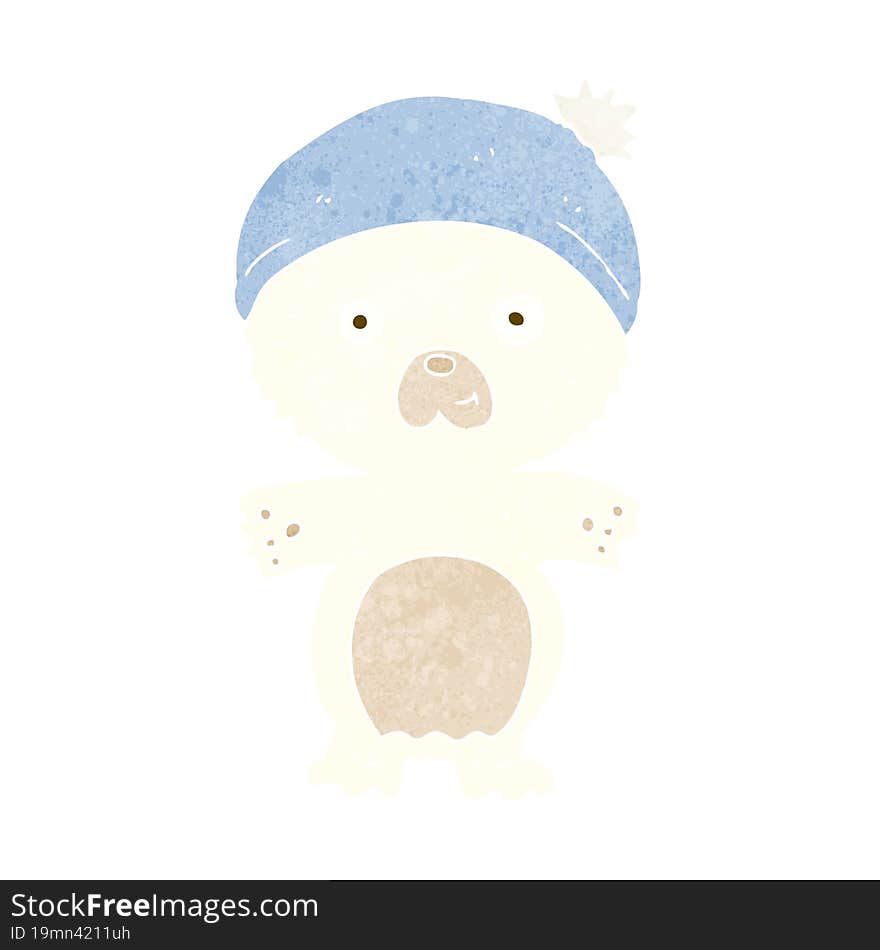 cartoon cute polar bear in hat