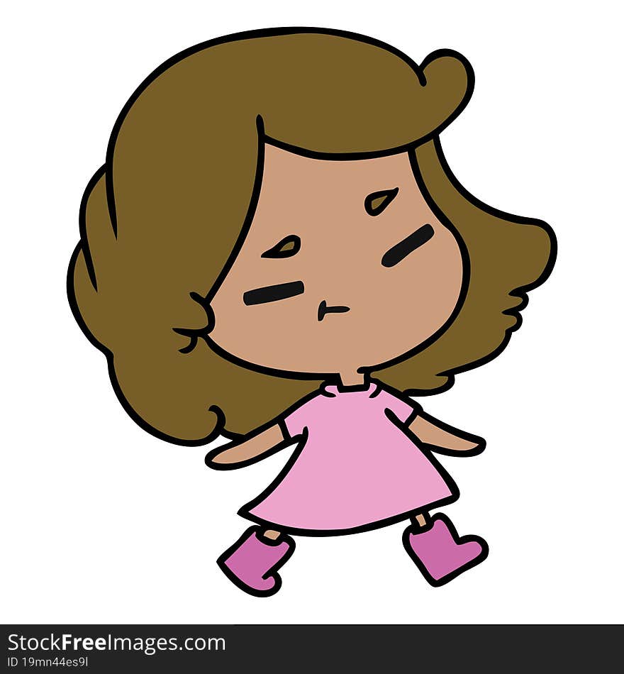 cartoon illustration of a cute kawaii girl. cartoon illustration of a cute kawaii girl