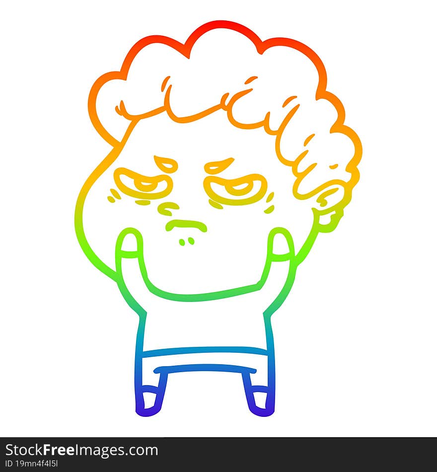 rainbow gradient line drawing cartoon angry man