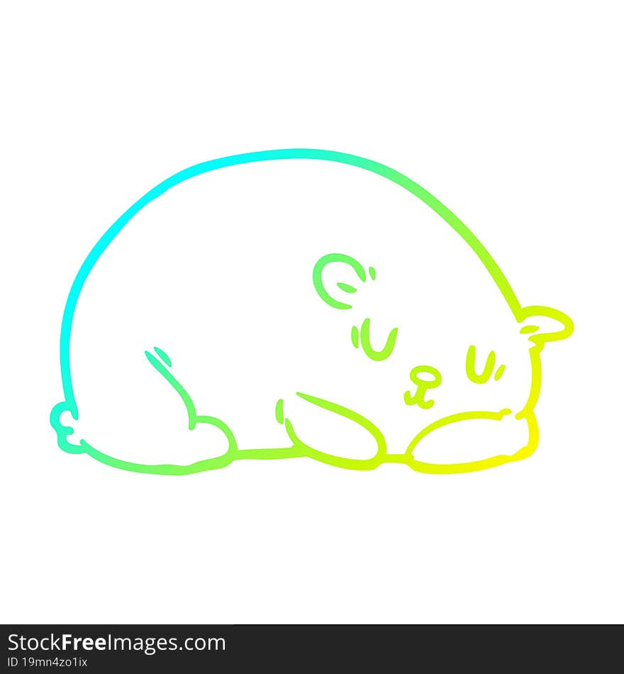 cold gradient line drawing sleepy polar bear