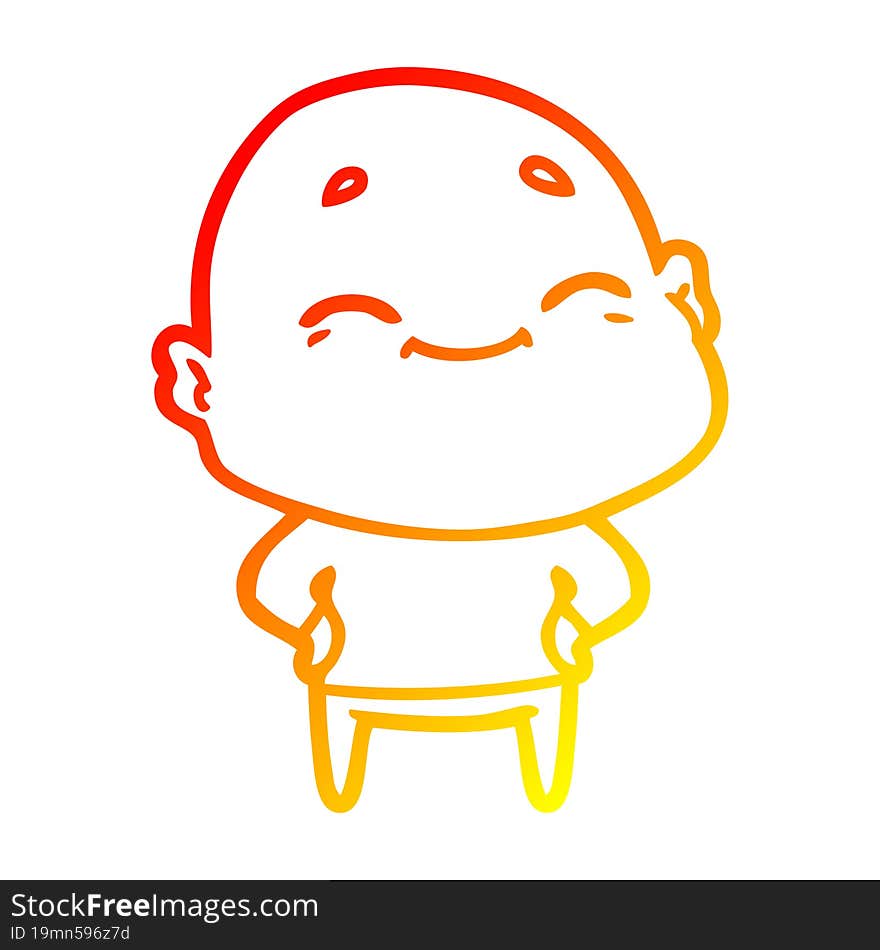 warm gradient line drawing cartoon happy bald man