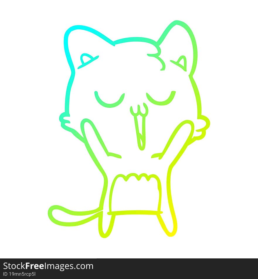 cold gradient line drawing cartoon cat singing