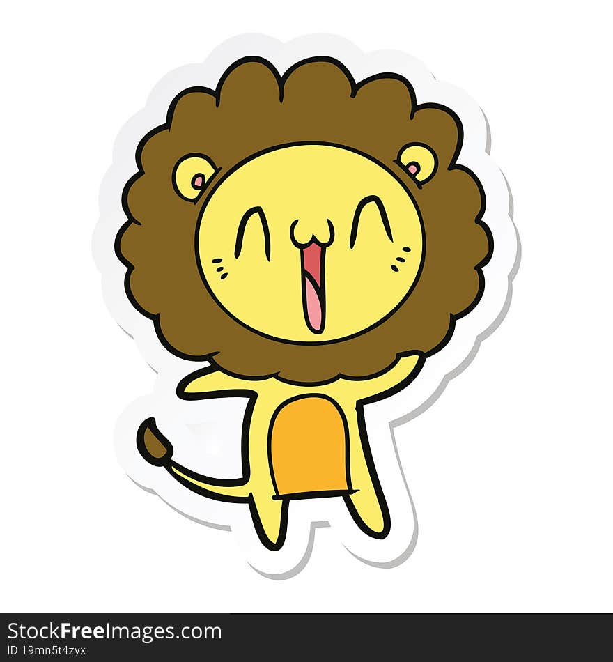 sticker of a happy cartoon lion