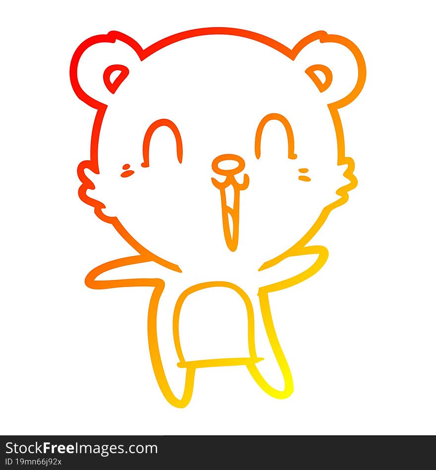 warm gradient line drawing happy cartoon polar bear