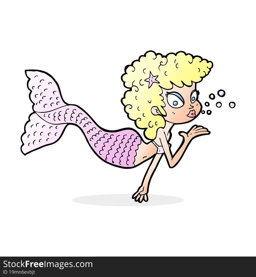 Cartoon Mermaid Blowing Kiss