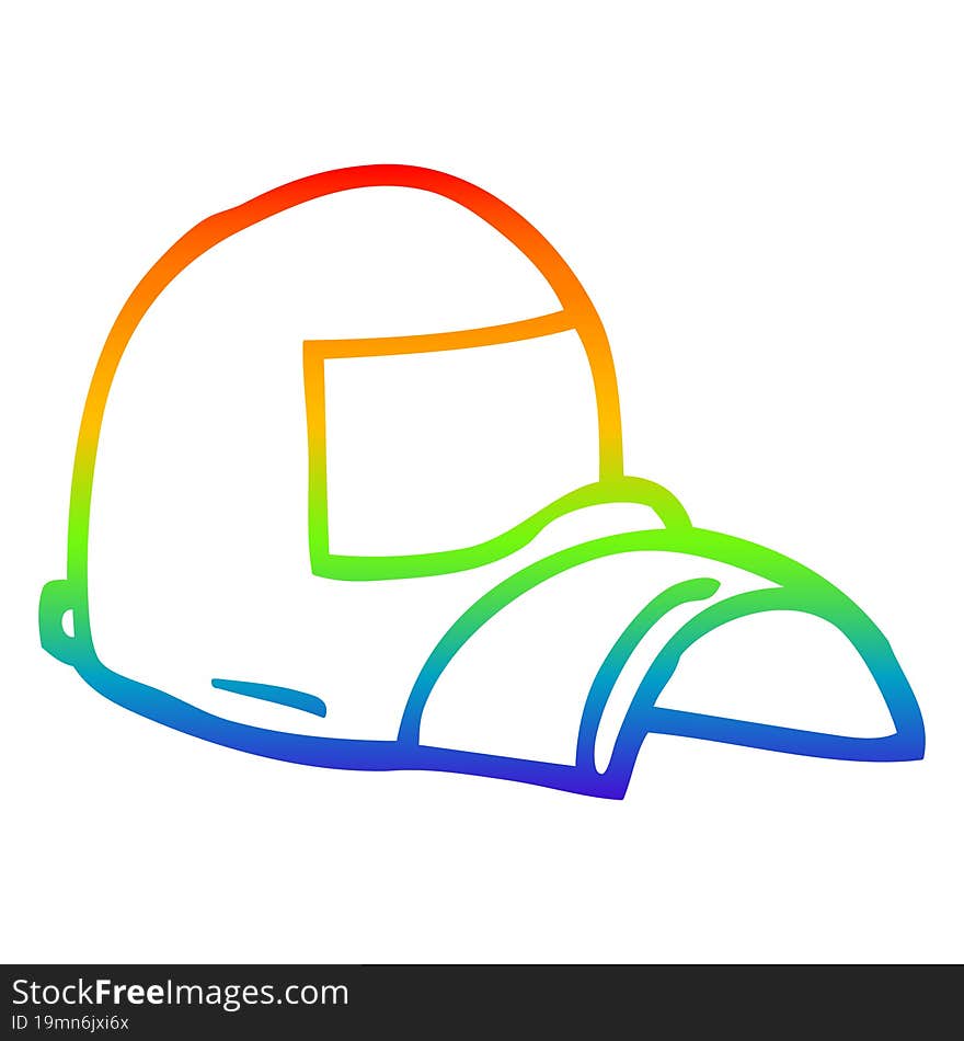 rainbow gradient line drawing cartoon baseball cap