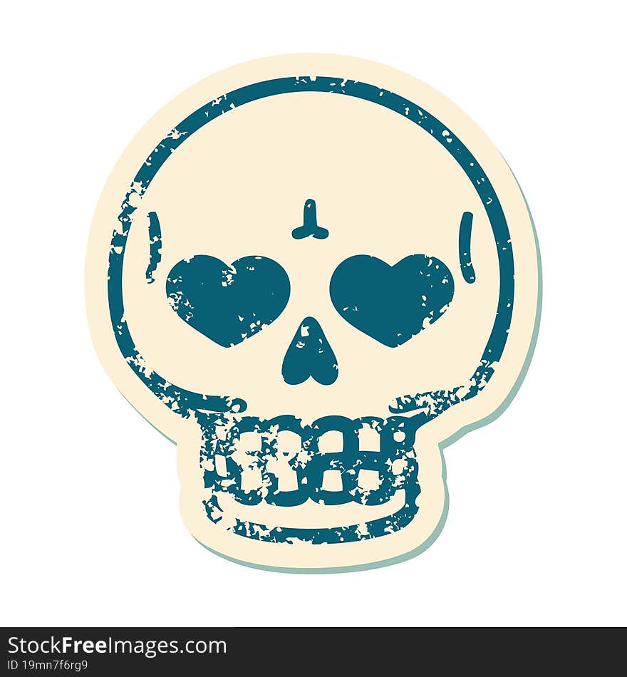 distressed sticker tattoo style icon of a skull