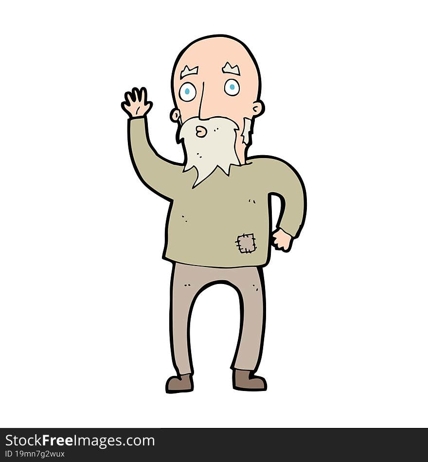 Cartoon Old Man Waving