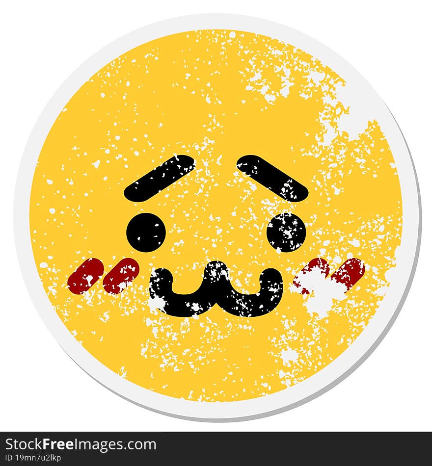 cute embarrassed cat face circular sticker