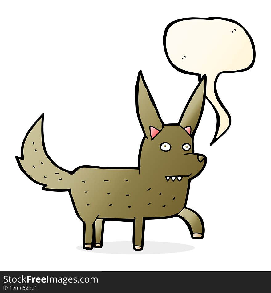 cartoon wild dog with speech bubble