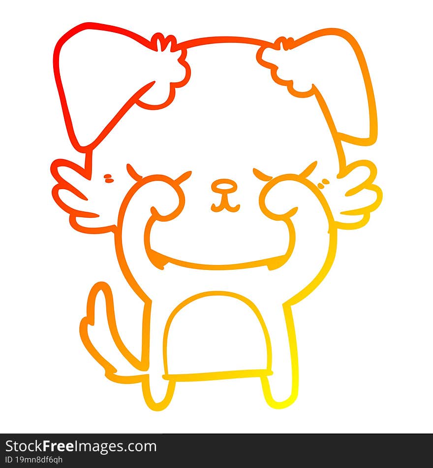 Warm Gradient Line Drawing Cute Cartoon Dog