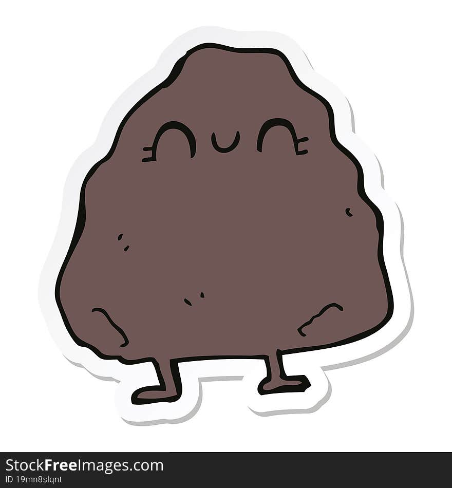 Sticker Of A Cartoon Rock