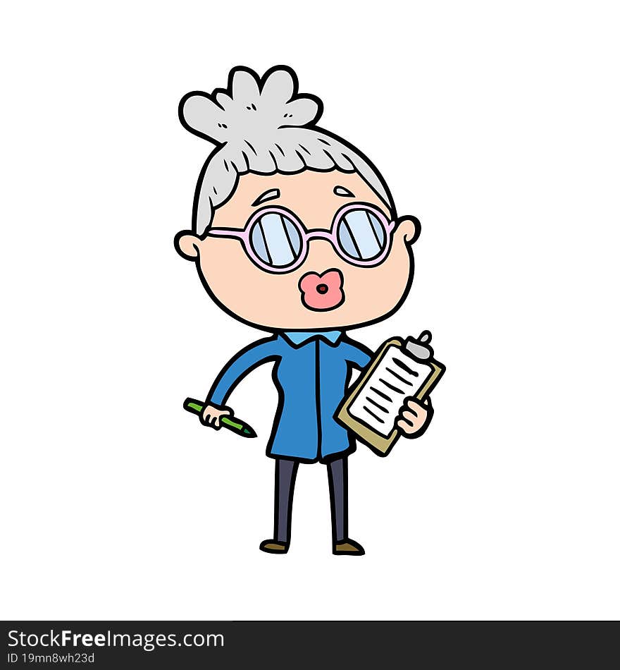 cartoon manager woman wearing spectacles. cartoon manager woman wearing spectacles