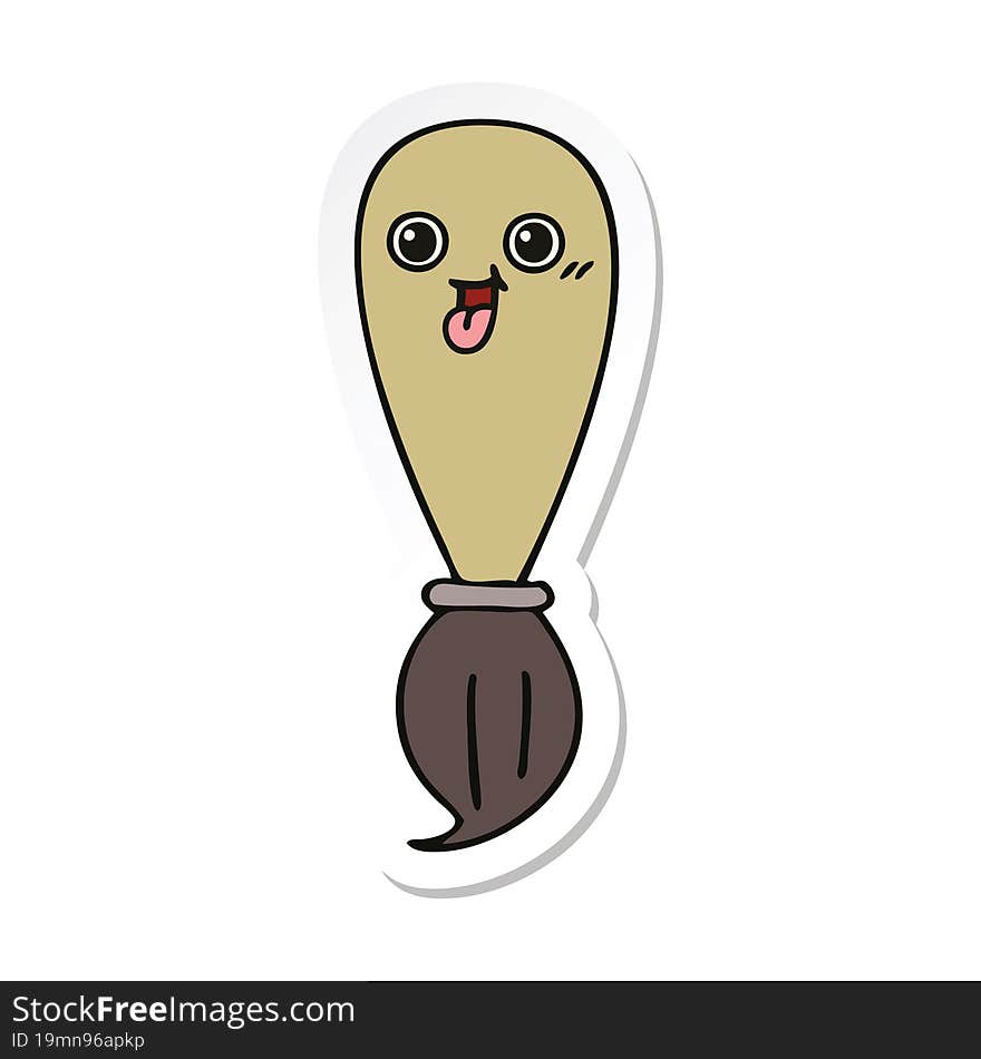 Sticker Of A Cute Cartoon Paint Brush