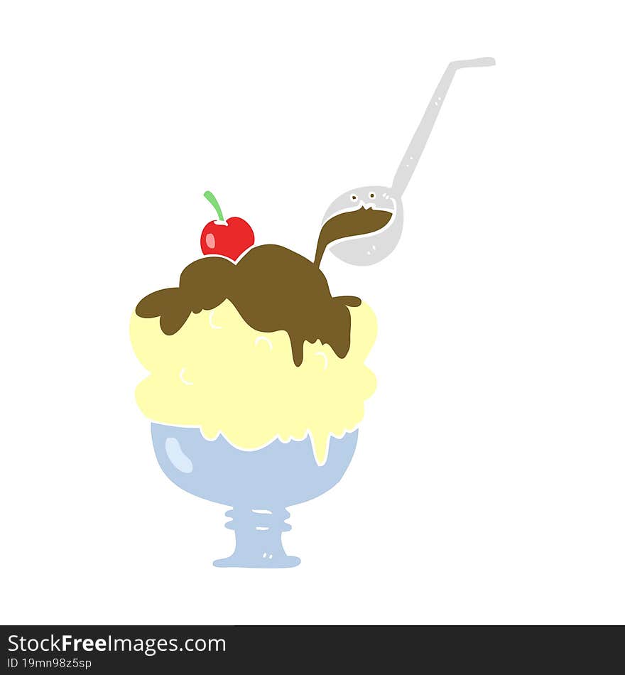 flat color illustration of a cartoon ice cream