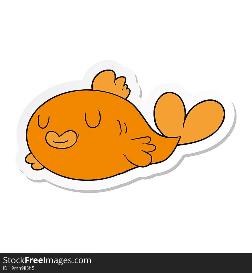 sticker of a happy cartoon fish